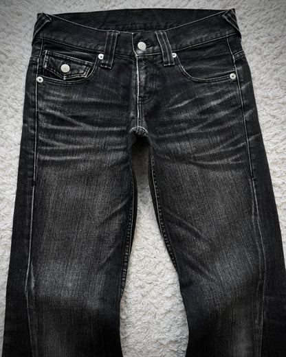 Tornado Mart Flap Pocket Whiskered Spiral Flared Jeans