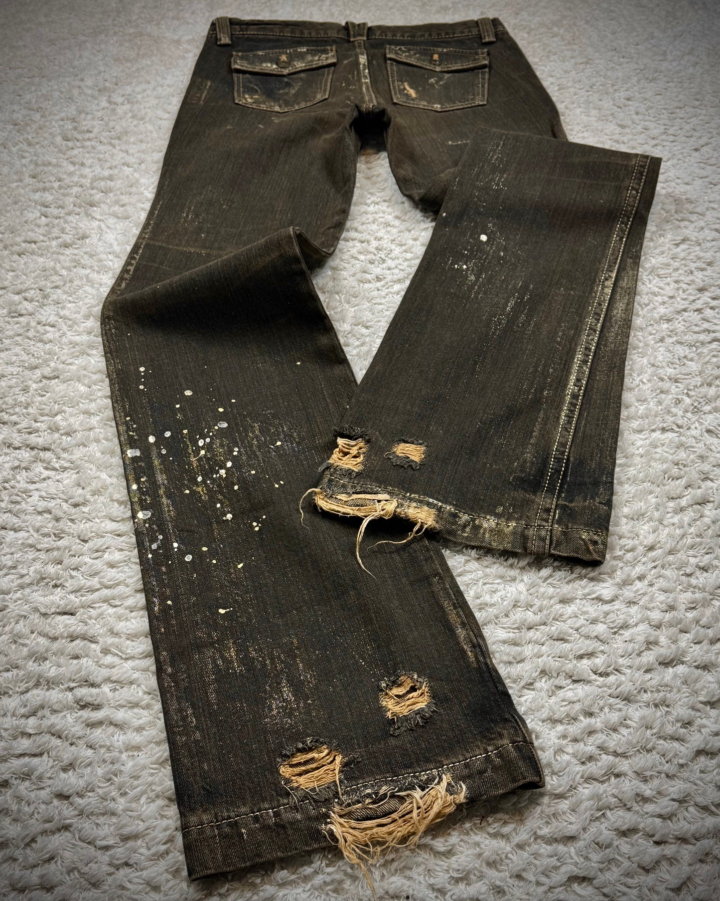 Chesty Gold Waxed Vintage Flared Jeans