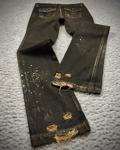 Chesty Gold Waxed Vintage Flared Jeans