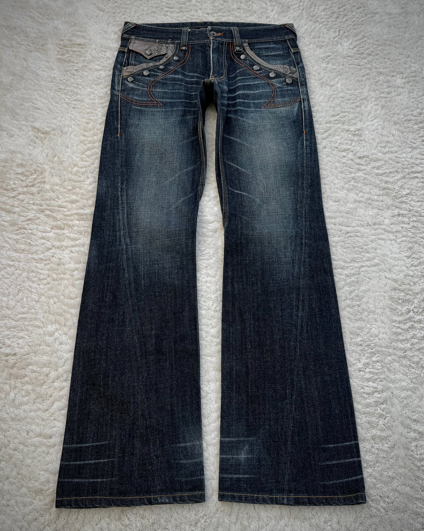 Nicole Club Python Detailed Western Bootcut Denim