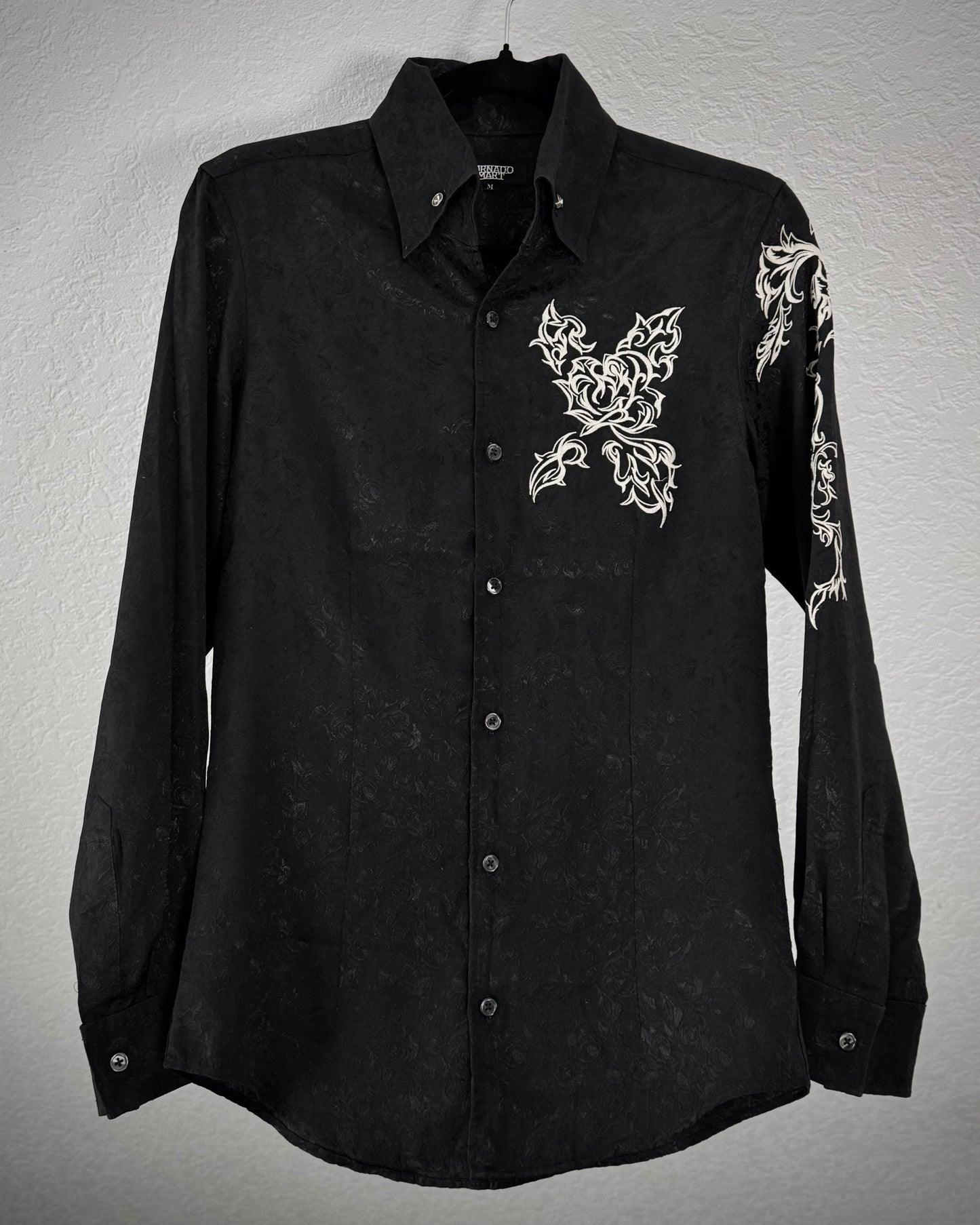 Tornado Mart Tribal Embroidery Floral Button Up Shirt