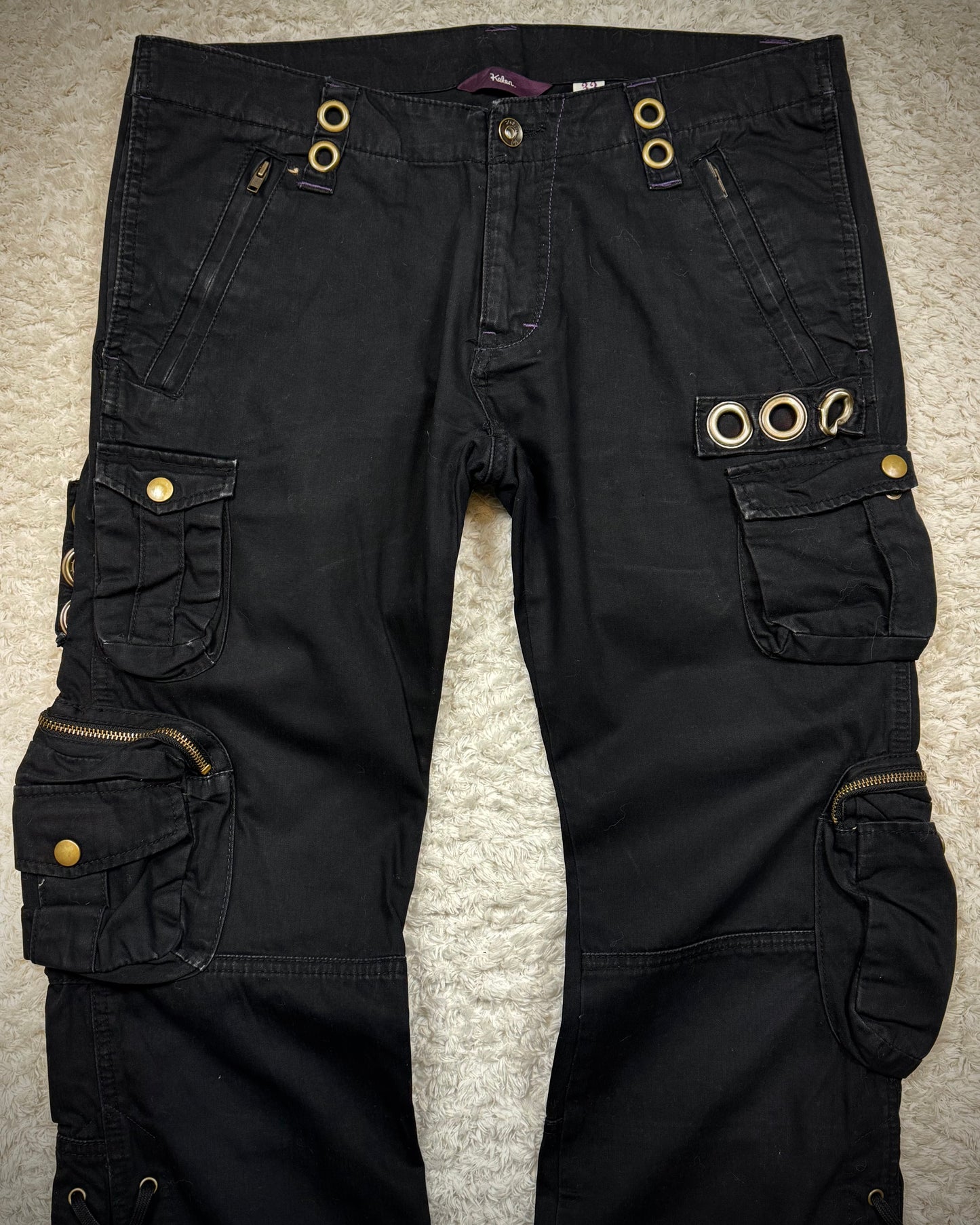 Kelen 3D Cargo Pockets Lace Up Bootcut Pants