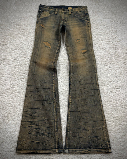 Agate Mud Honeycomb Washed Flared Jeans