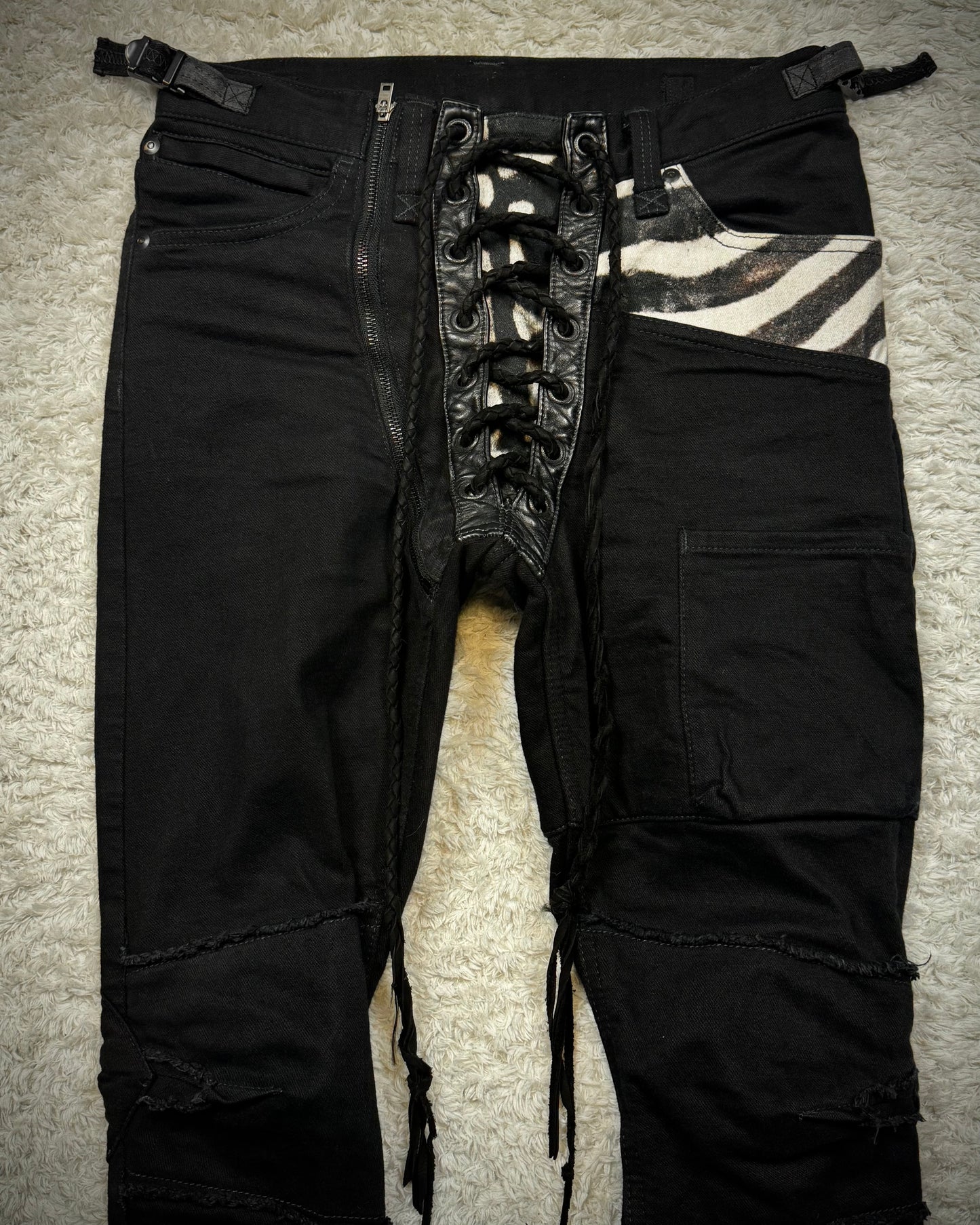 IfSixWasNine Zebra Lace Up Slim Bootcut Pants