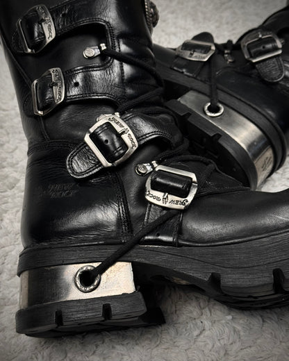 New Rock Steel Heel Leather Boots