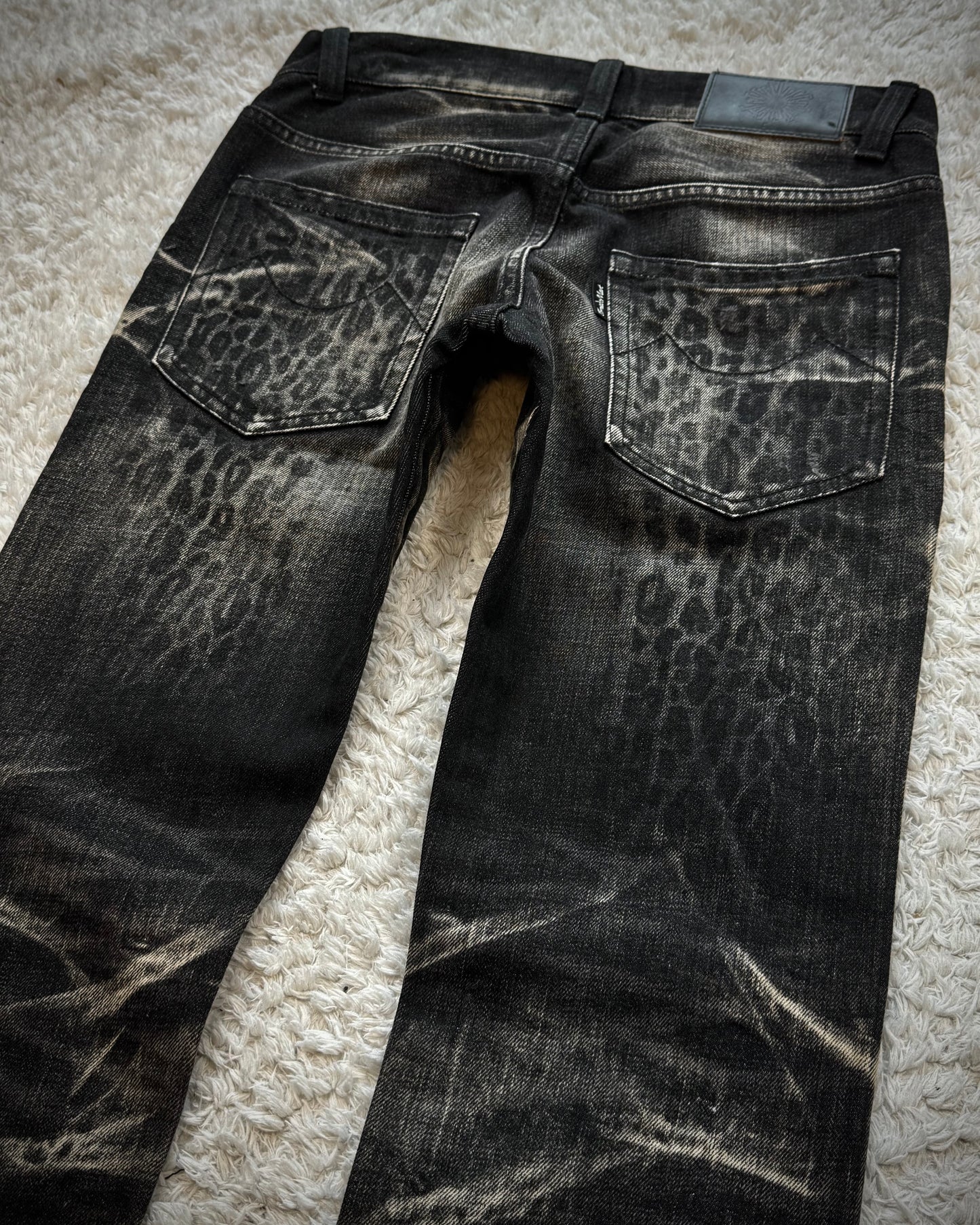 Tornado Mart Leopard Clawmarks Washed Slim Bootcut Jeans