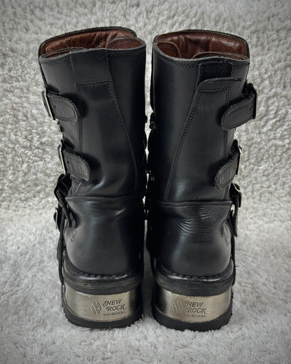 New Rock Laced Steel Heel Leather Boots