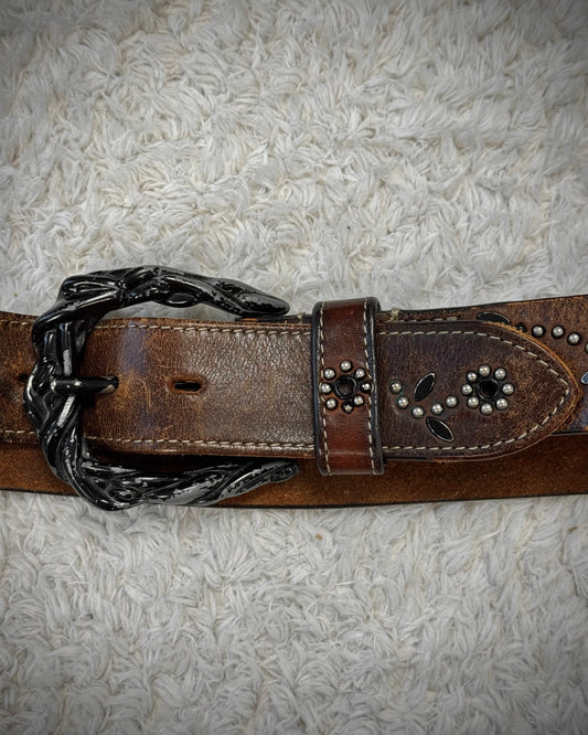 Tornado Mart Vintage Studded Textured Leather Belt