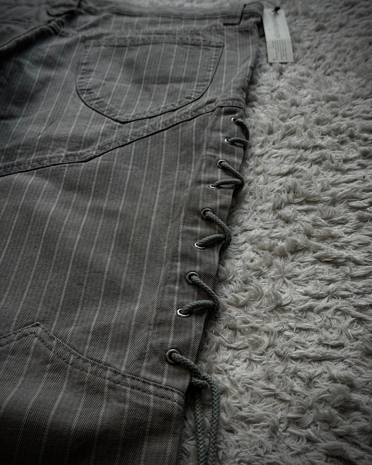 Semantic Design Lace Up Pin Stripe Flared Pants