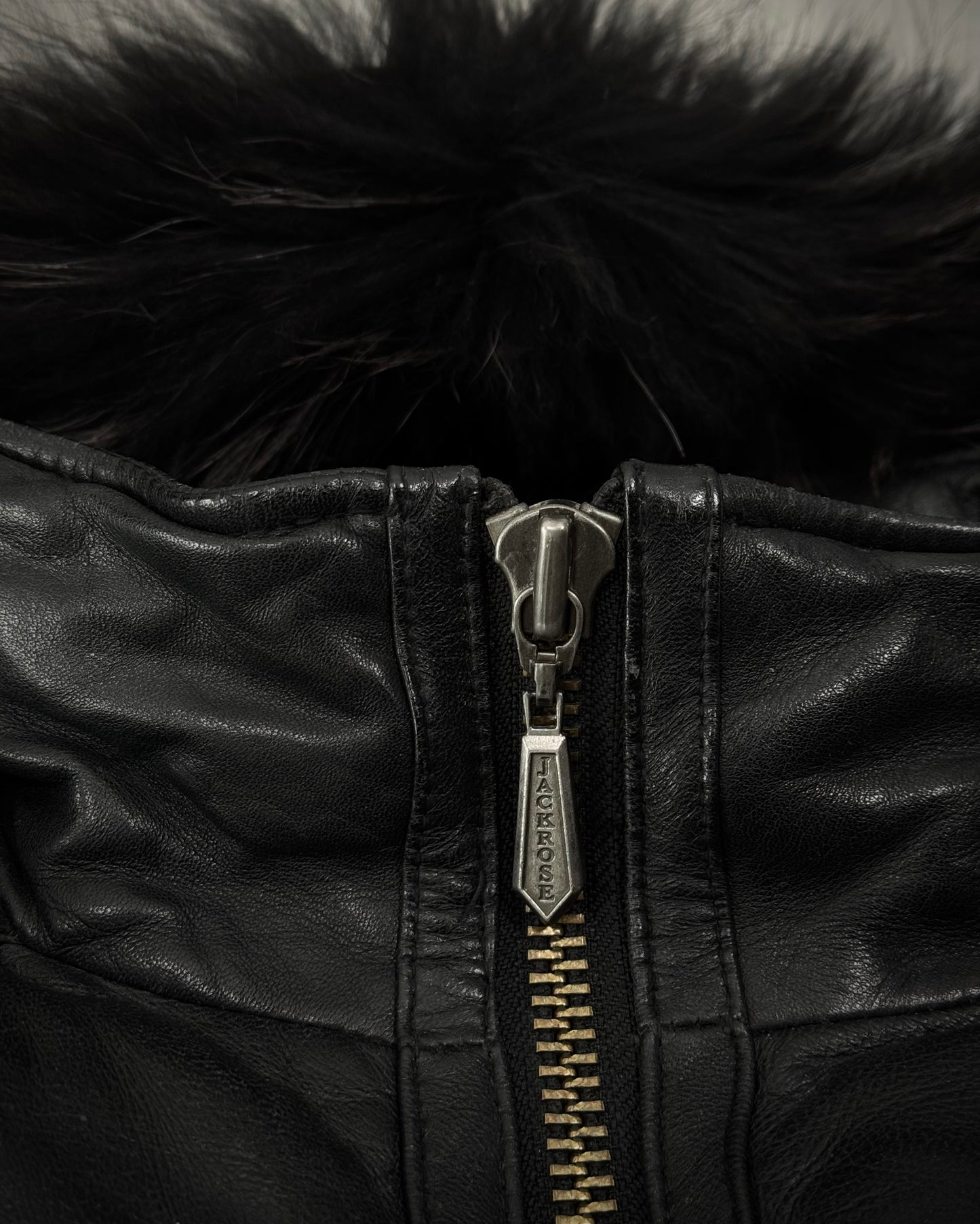 Jack Rose Fur Hooded Leather Puffer Jacket