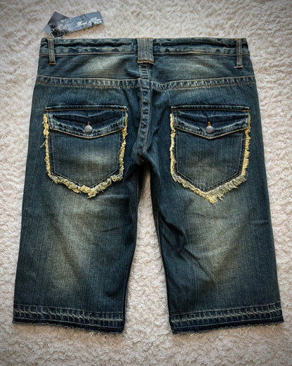 Root Three Fringed Cargo Denim Shorts