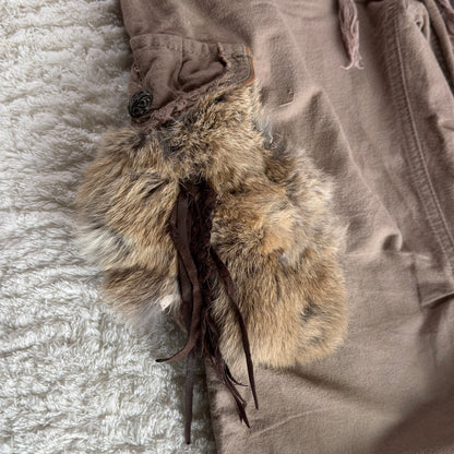 G.O.A Rustic Fur & Leather Pocket Flared Cargo Pants