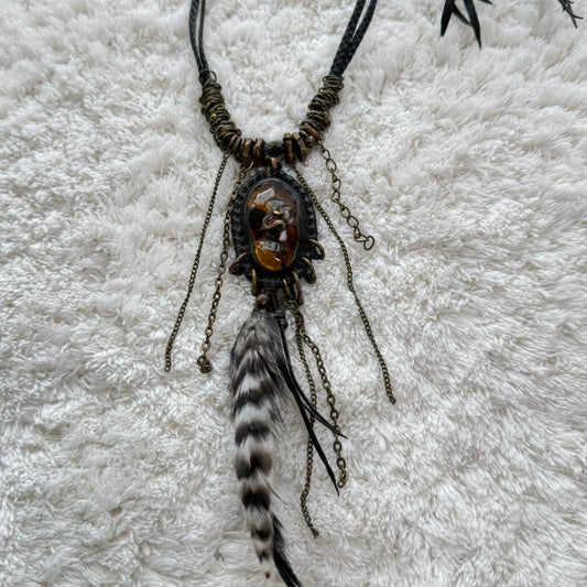 14th Addiction Pierced Snake Amber Necklace