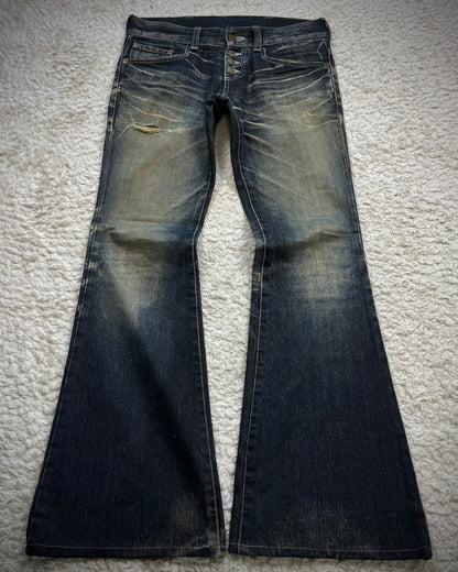 Tornado Mart Whisker Washed Flared Jeans