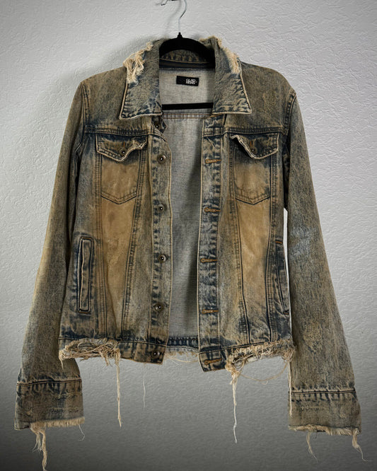 Glad News Mud Wash Distressed Denim Jacket