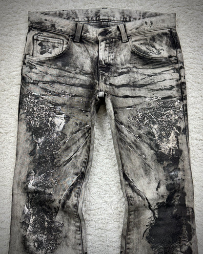 Tornado Mart Silver Clawmarks Coated Flared Jeans