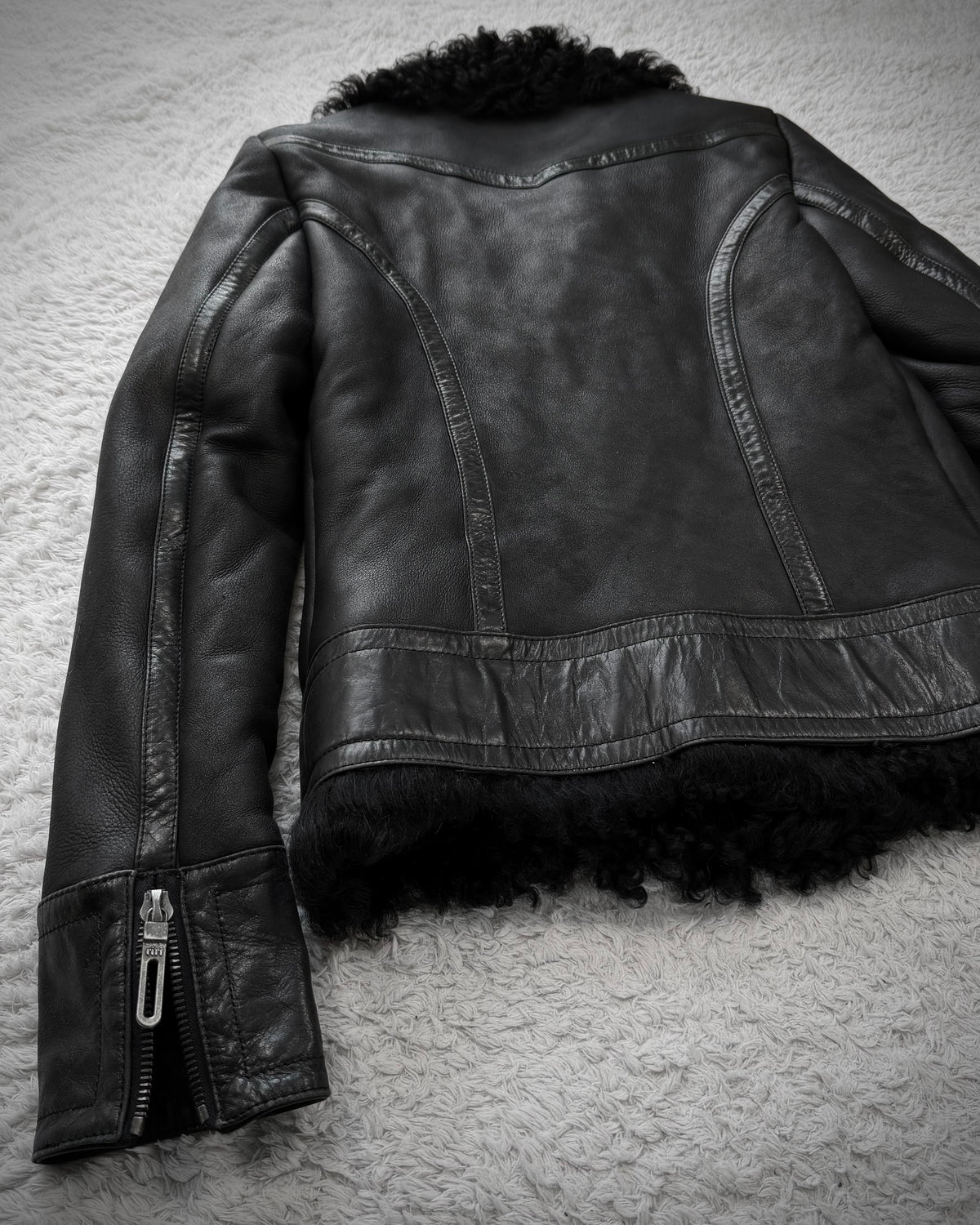 GalaabenD Lamb Fur Lined Leather Jacket
