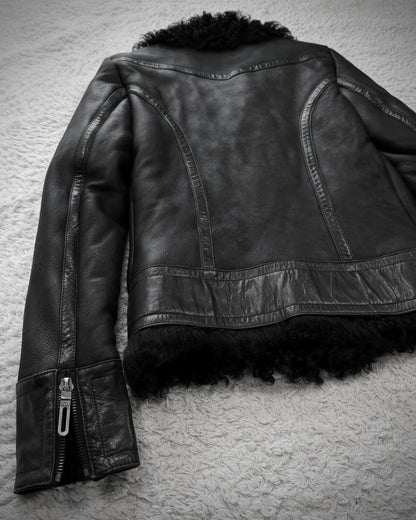 GalaabenD Lamb Fur Lined Leather Jacket