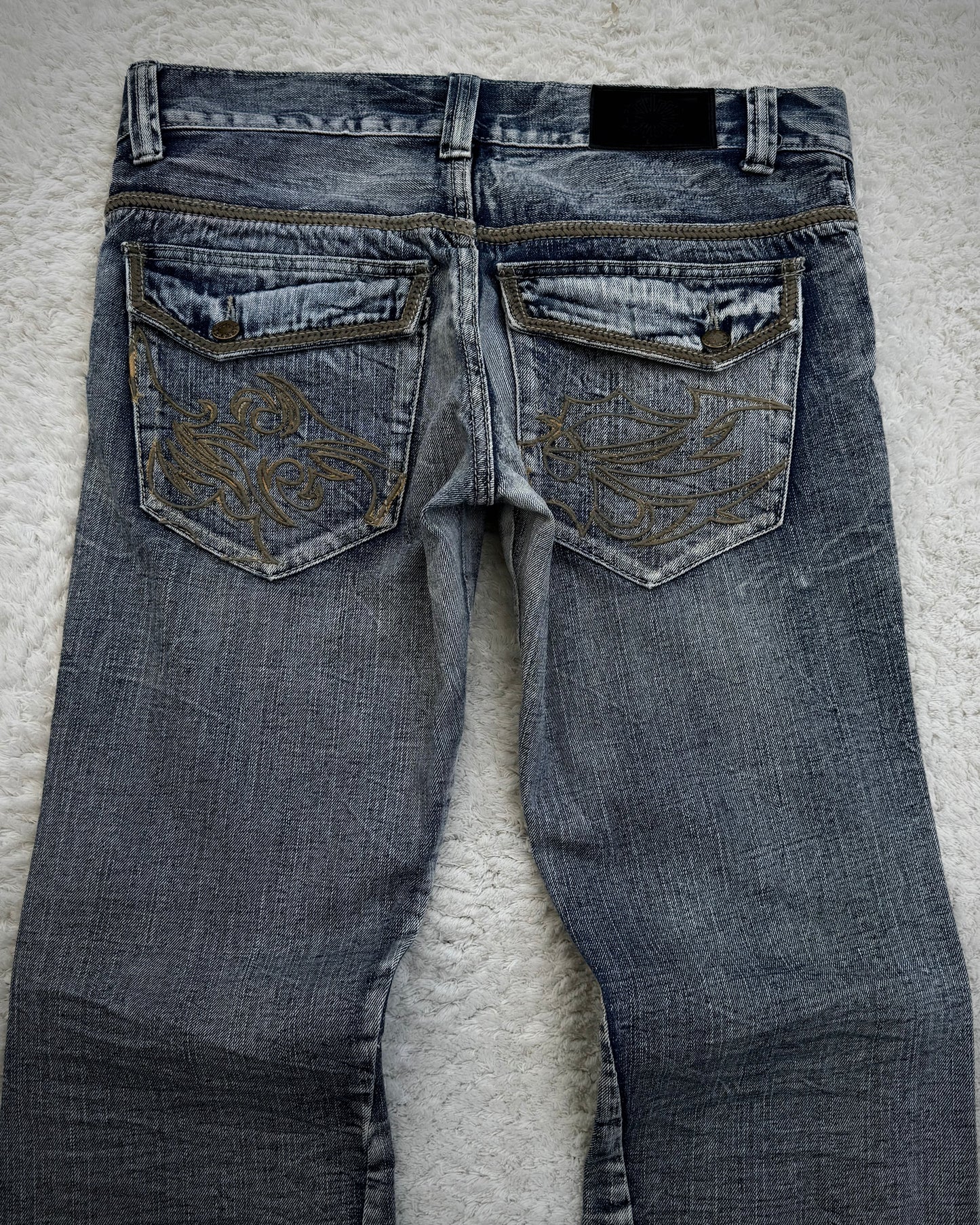 Tornado Mart Decorated Spiral Flared Jeans