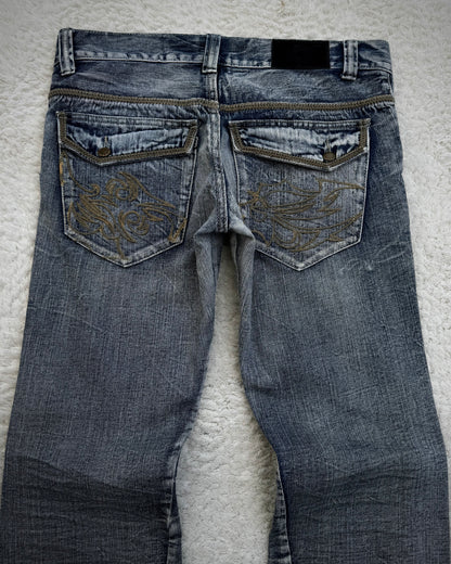 Tornado Mart Decorated Spiral Flared Jeans