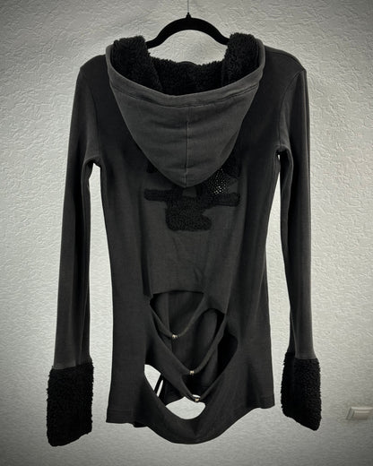 Heaven & Earth Pierced Distressing Skull Hoodie