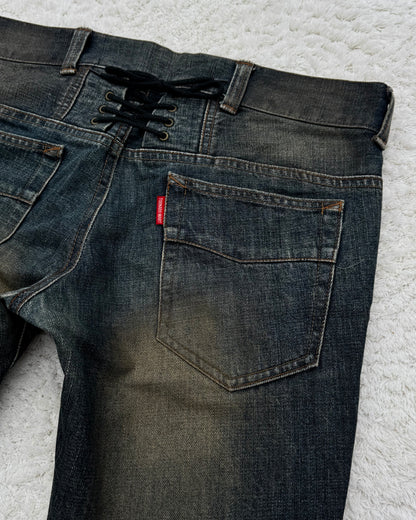 Tornado Mart Whisker Mud Wash Flared Jeans