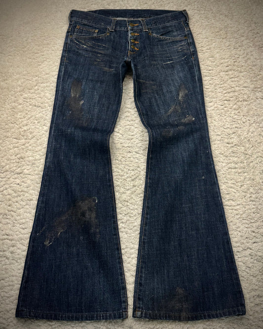 Tornado Mart Whisker Coated Backlace Flared Jeans