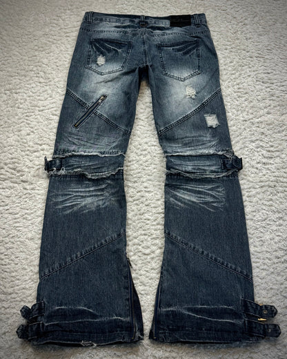 Black Baccara Zippered Bondage Flared Jeans