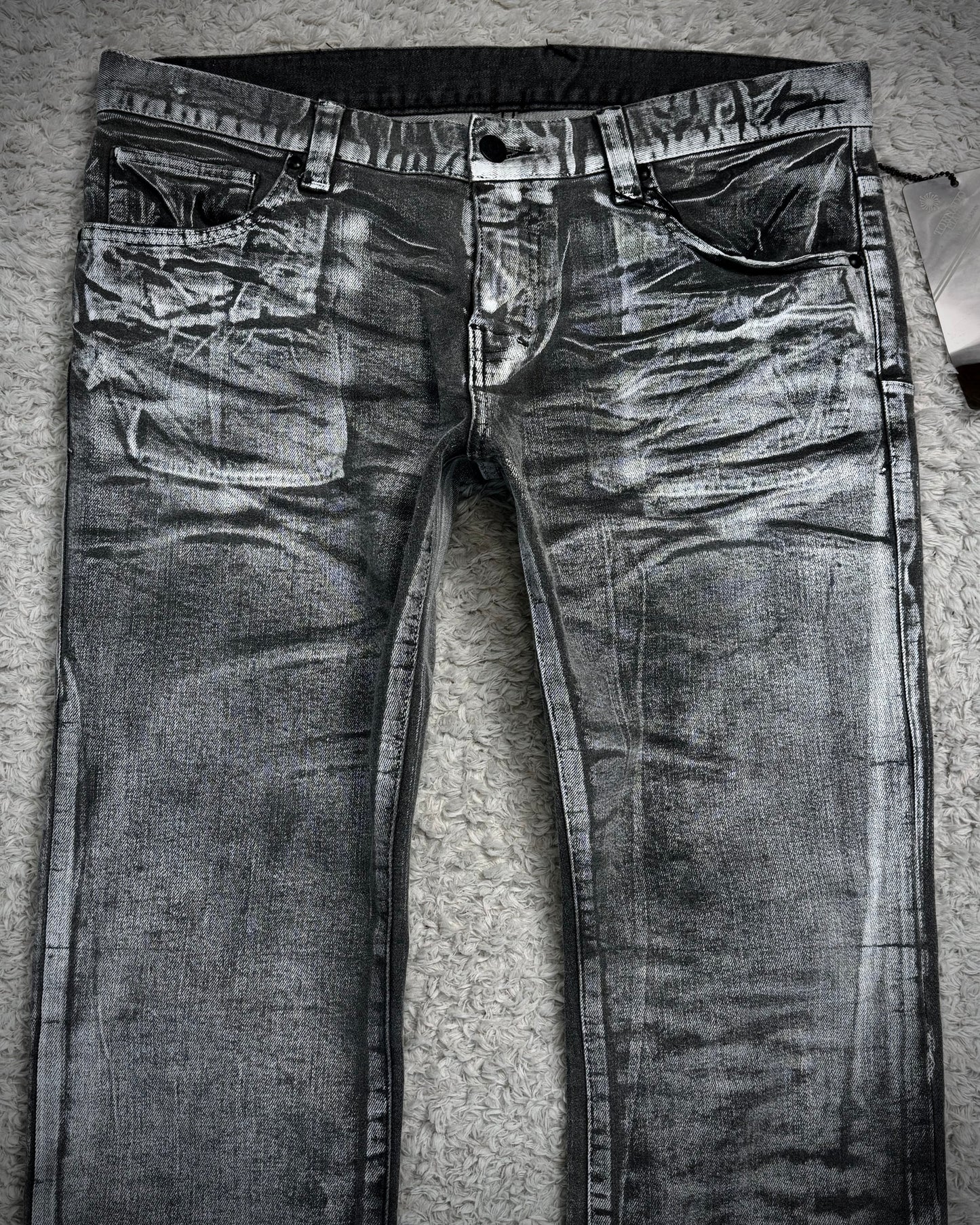 Tornado Mart Metallic Whisker Coated Slim Jeans