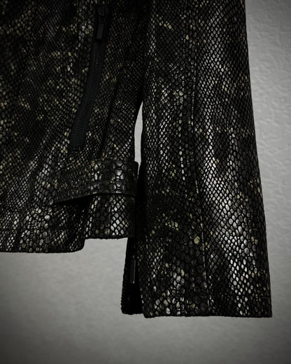Tornado Mart Raccoon Fur Python Shimmer Jacket