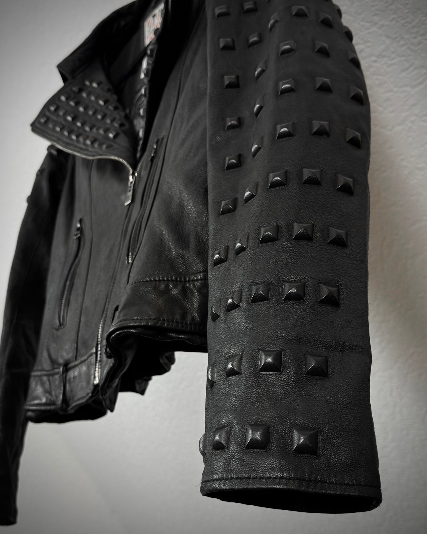Affliction Black Studded Leather Biker Jacket