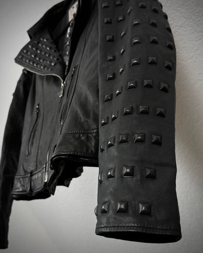 Affliction Black Studded Leather Biker Jacket