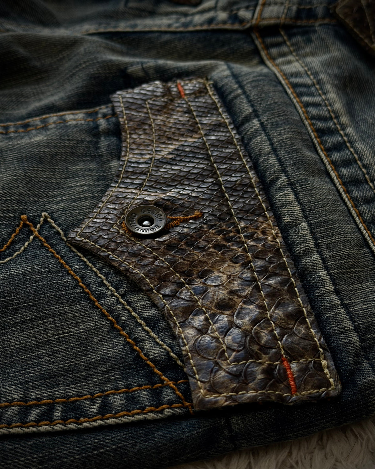 Semantic Design Python Detailed Spiral Flared Jeans
