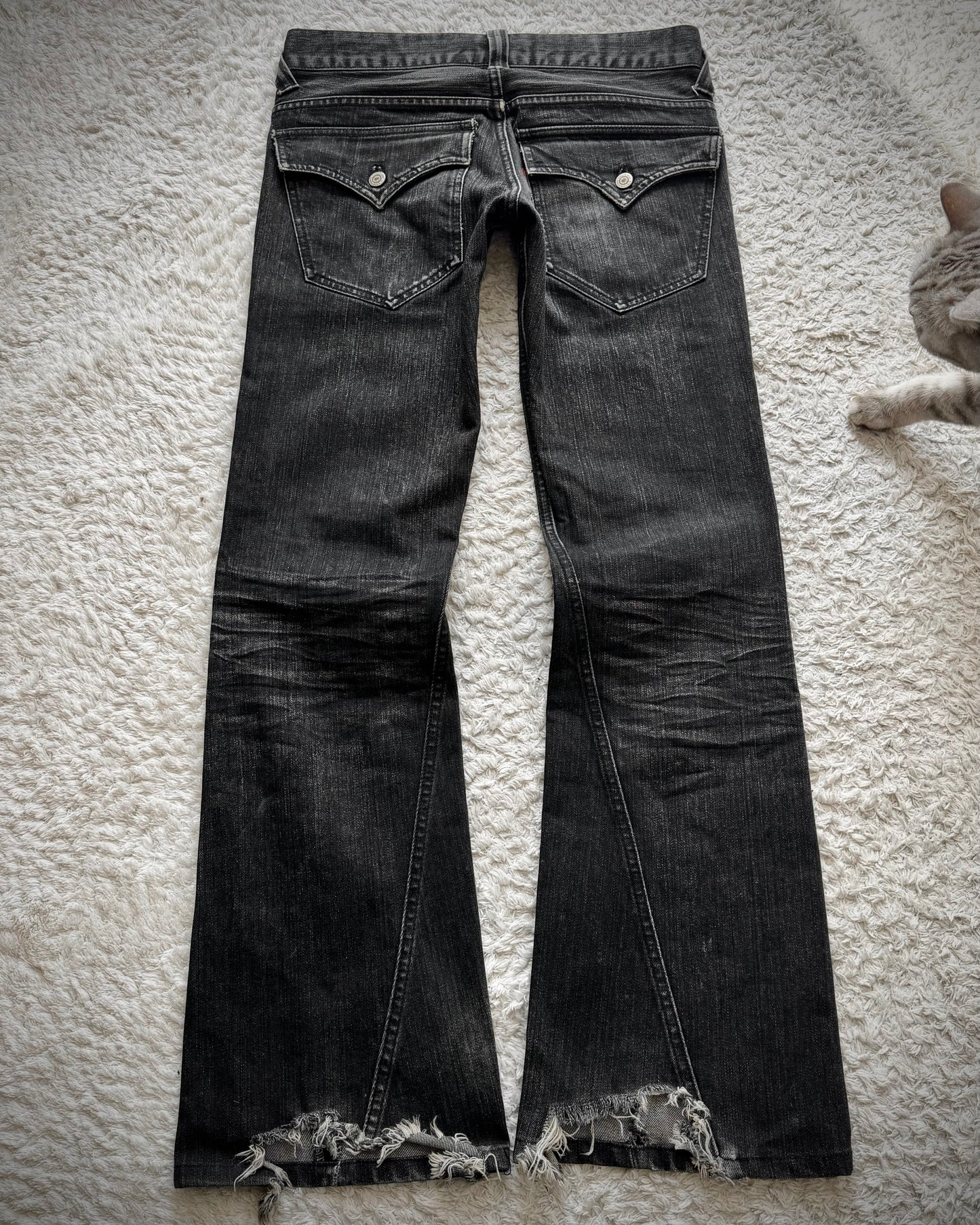 Tornado Mart Clawmarks Washed Spiral Flared Jeans