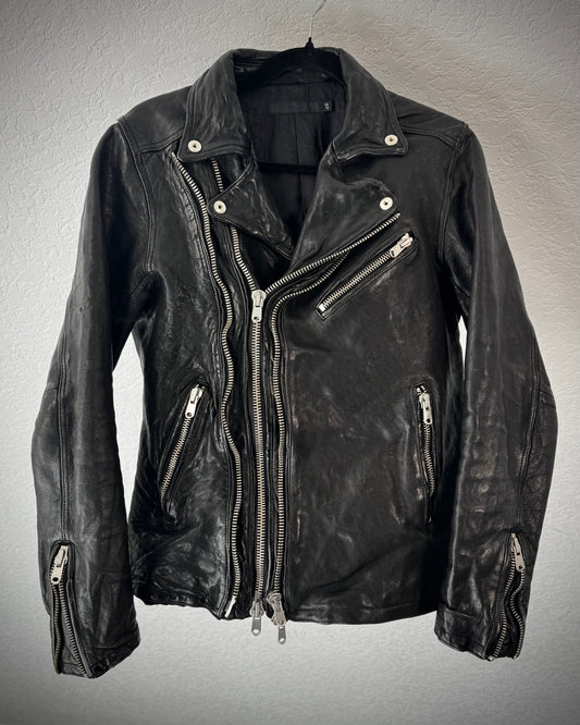 Fuga Double Zip Quilted Leather Biker Jacket
