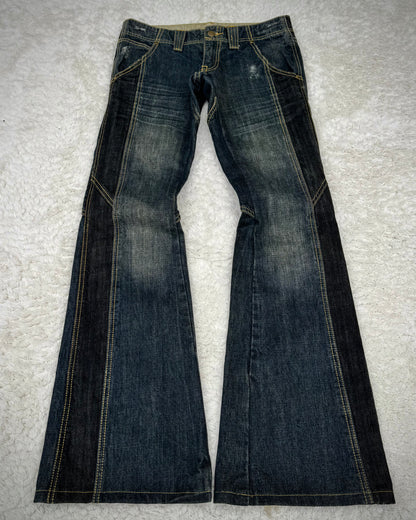 Tornado Mart Knee Lace Up Flared Jeans