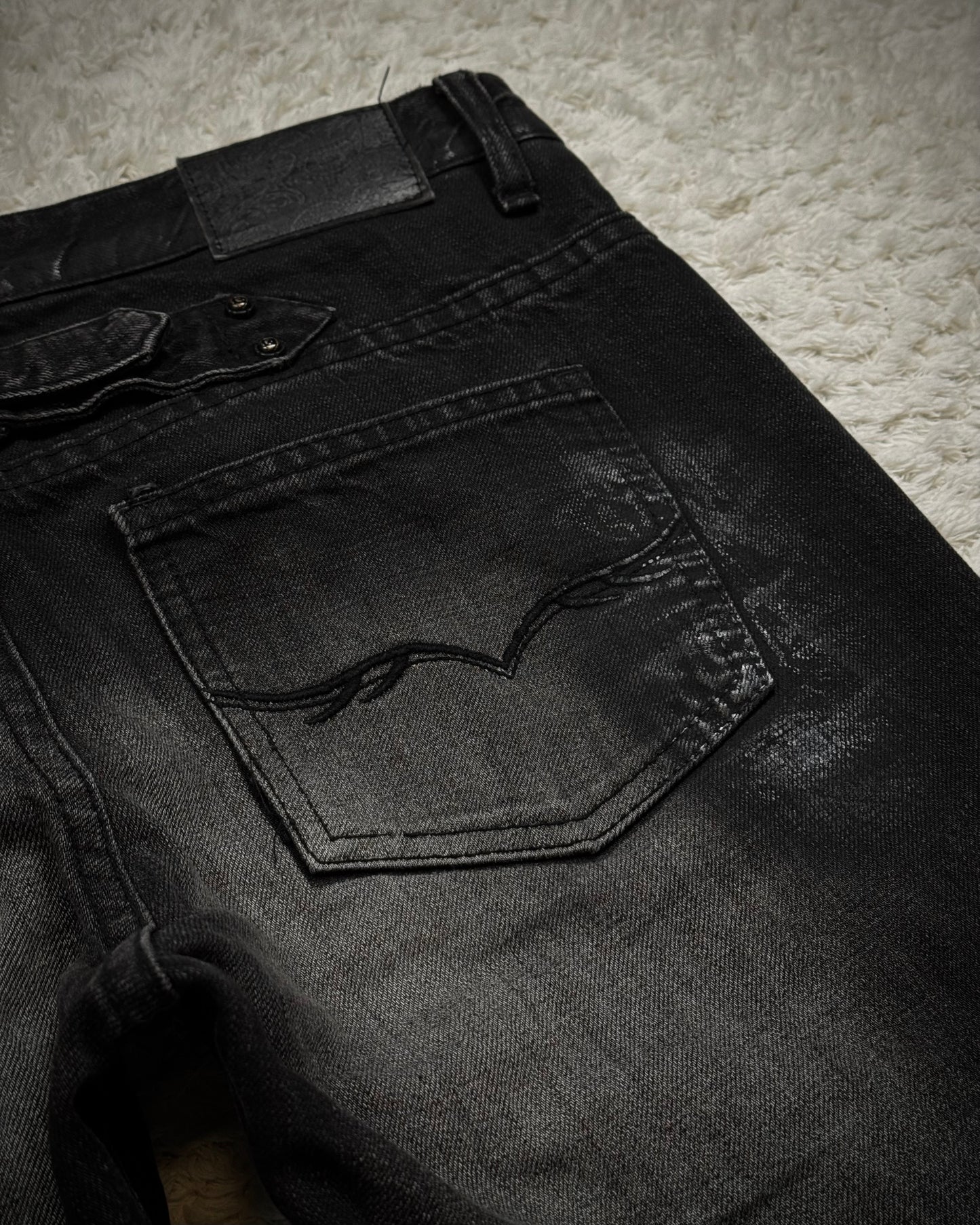 Fuga Waxed Whisker Coated Bootcut Jeans