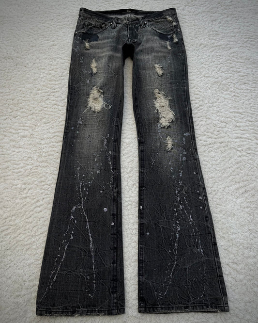Midas Silver Splatter Coated Distressed Bootcut Denim