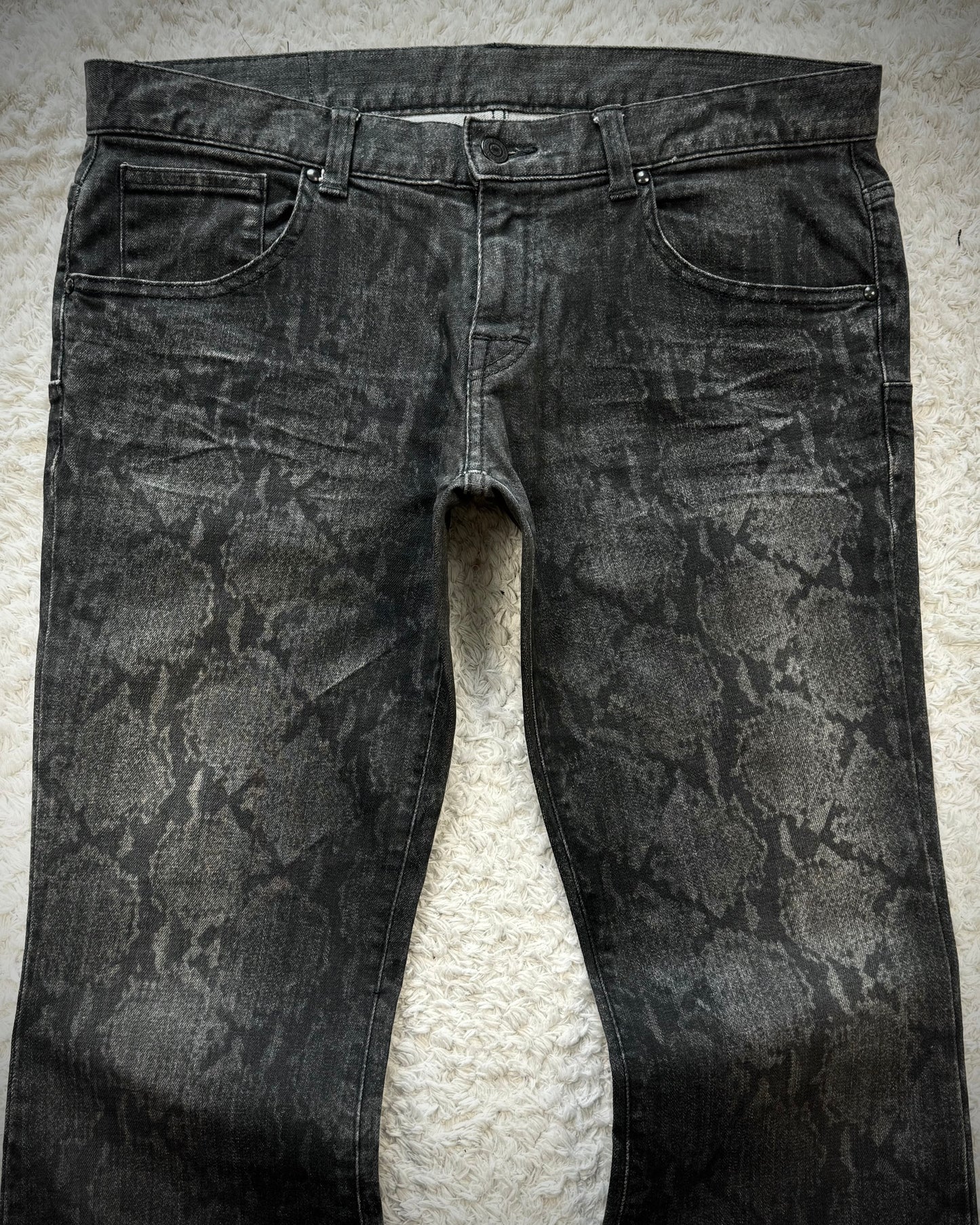 Tornado Mart Python Pattern Flared Jeans
