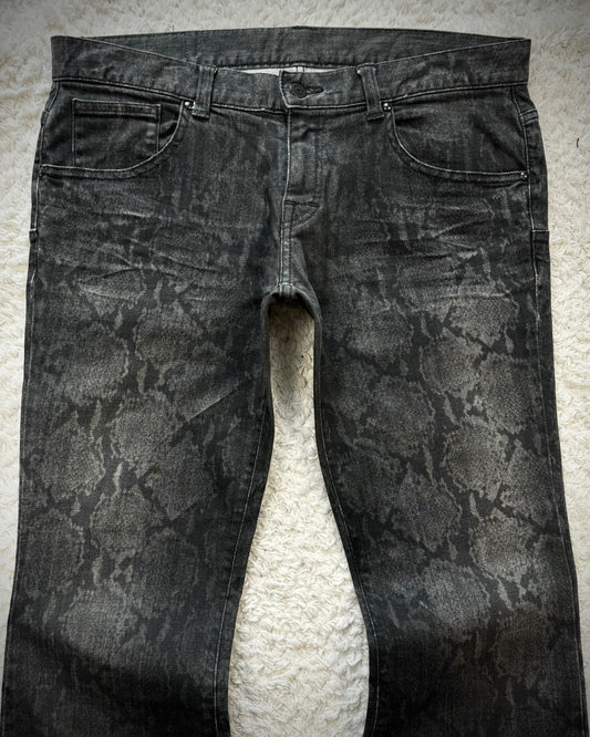 Tornado Mart Python Pattern Flared Jeans