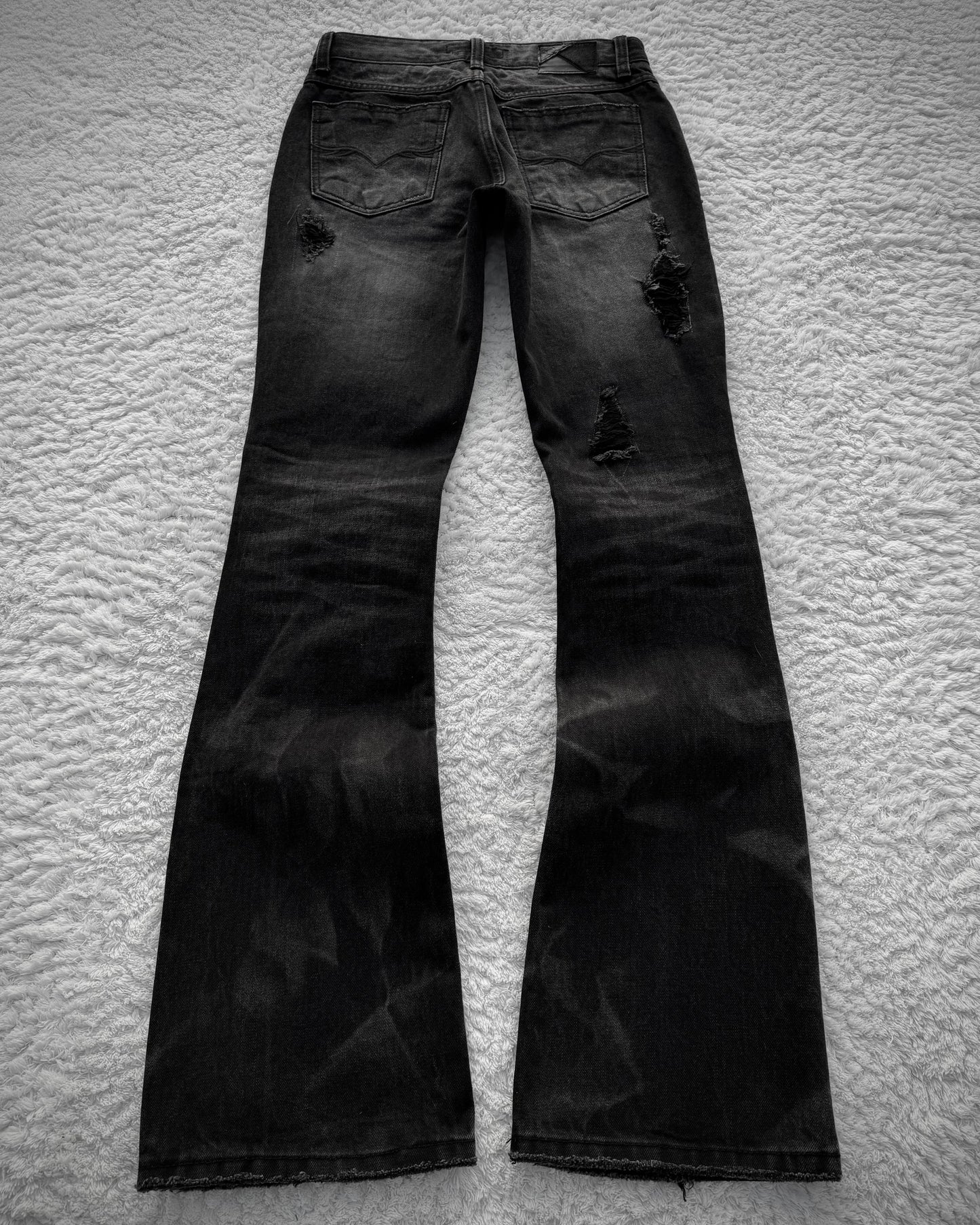 Fuga Croco Repaired Distressed Bootcut Jeans