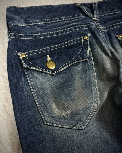 Vanquish Paint Splatter Distressed Flared Jeans