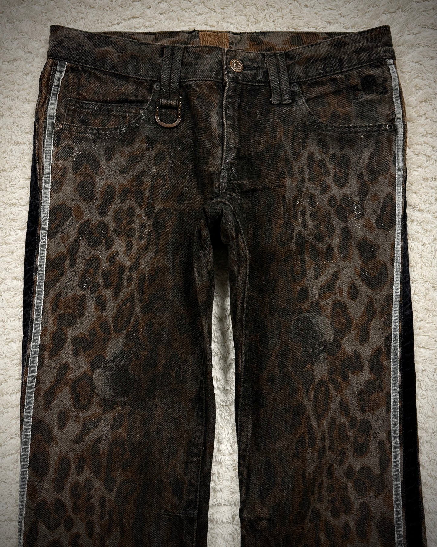 Roen Leopard Luster Slim Cut Jeans