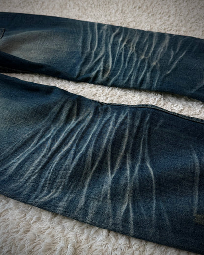 Xfrm Whiskered Royal Repaired Distressing Denim