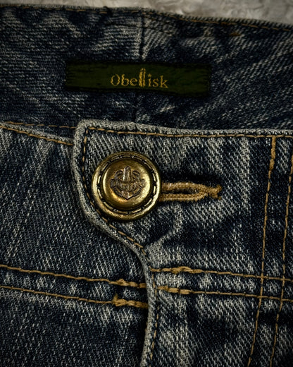 Obelisk Star Studded Vintage Flared Jeans