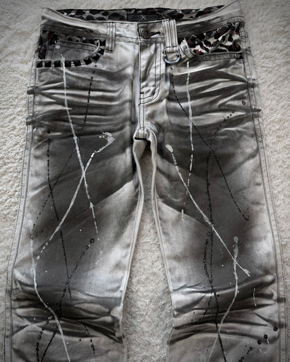 Xfrm Luster Splatter Clawmarks Studded Flared Jeans