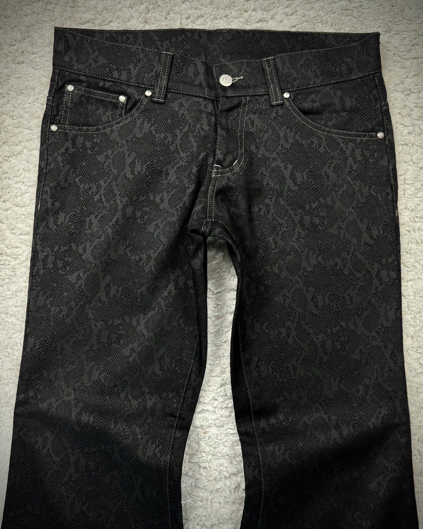 Tornado Mart Suit Python Pattern Blazer + Flared Pants Set