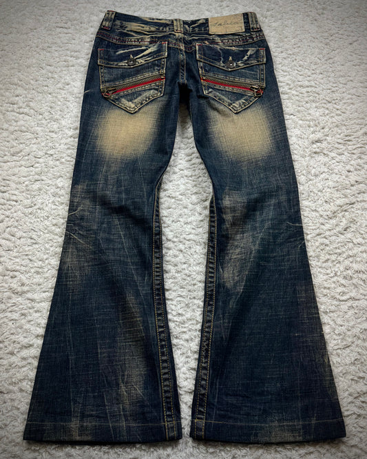 Lolita Mud Washed Zippered Flared Jeans