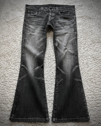 Tornado Mart Clawmarks Washed Flared Jeans