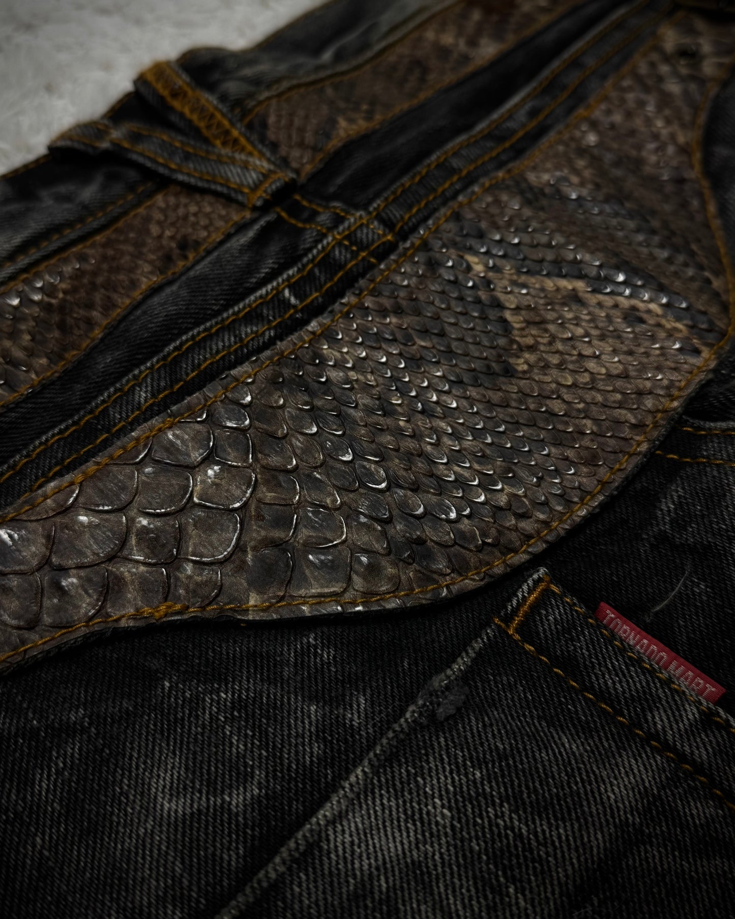 Tornado Mart Python Belted Flared Jeans